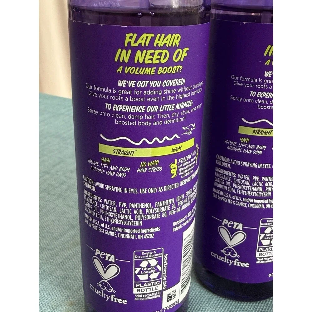 2 Aussie Instant Volume Volumizing Spray Gel for Wavy Hair and Straight Hair